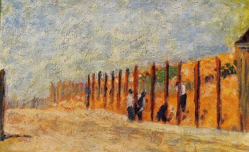 ジョルジュ・スーラ Painting - 杭を打つ農民 1882